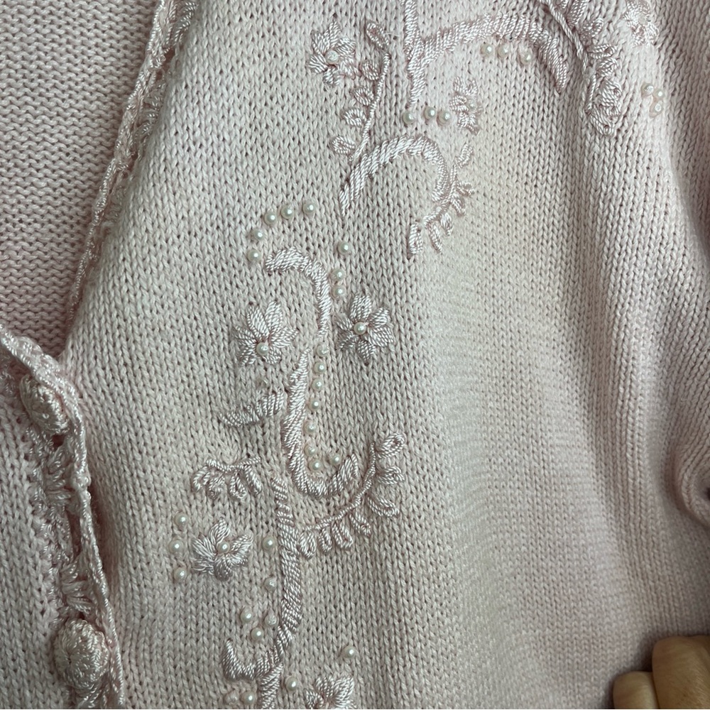 Venezia Light Pink Women's Cardigan Large Embroidered Detail Long Sleeve - Picture 4 of 15